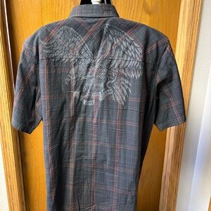 Harley-Davidson Charcoal Checkered Shirt with Eagle Graphic